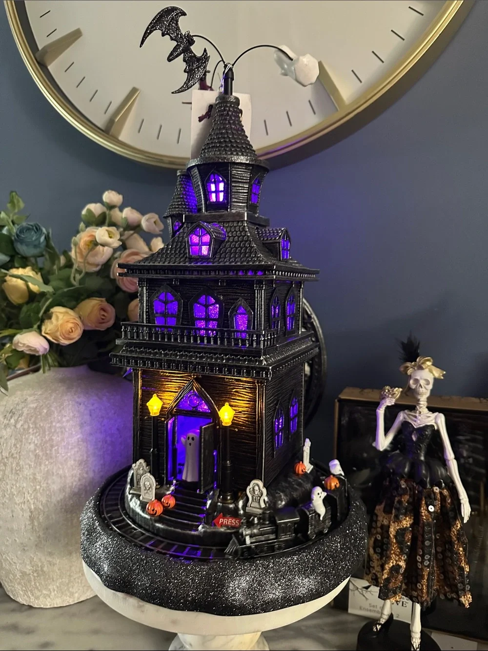 Animated Haunted train Mansion LED Halloween Decoration - Black